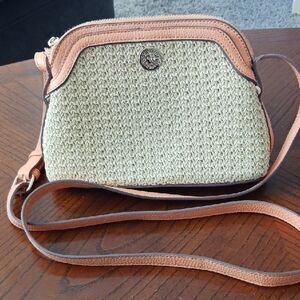 Anne Klein Woven Orange and Tan Crossbody Bag